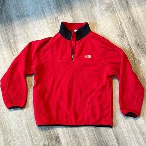 Red North Face Quarter-Zip Fleece Pullover - Youth Large